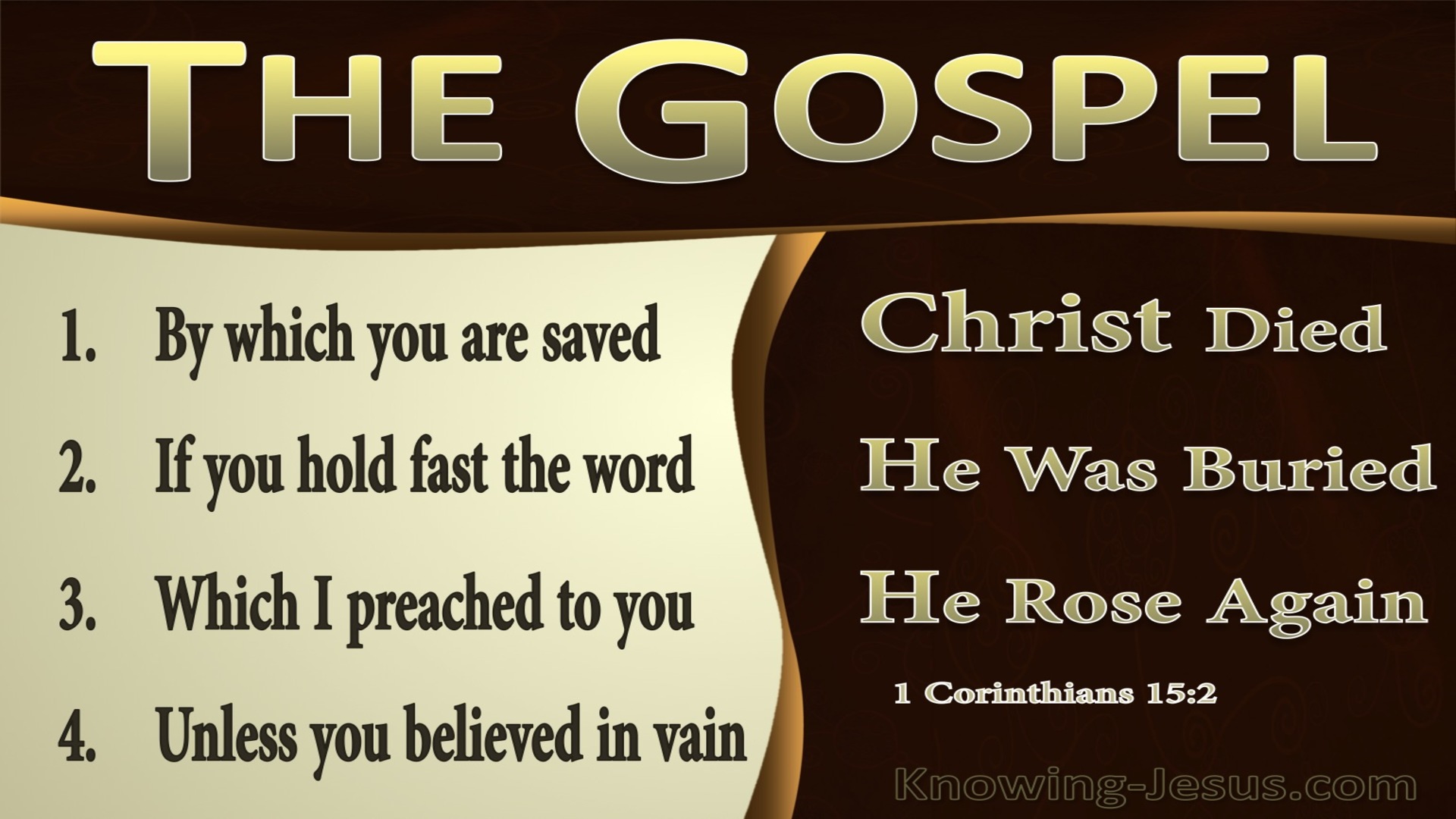 1 Corinthians 15:2 The Gospel By Which You Are Saved (brown)